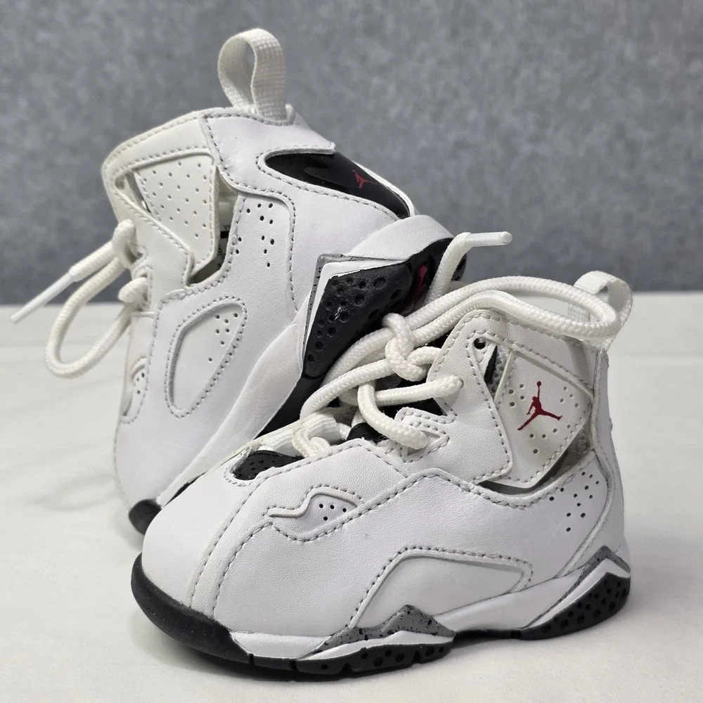 Air Jordan True Flight TD in the White/Gym Red/Black-Wolf Grey - Baby Size 4C